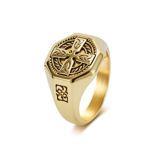 Celtic Knot Cross Vintage Stainless Steel Ring for Men