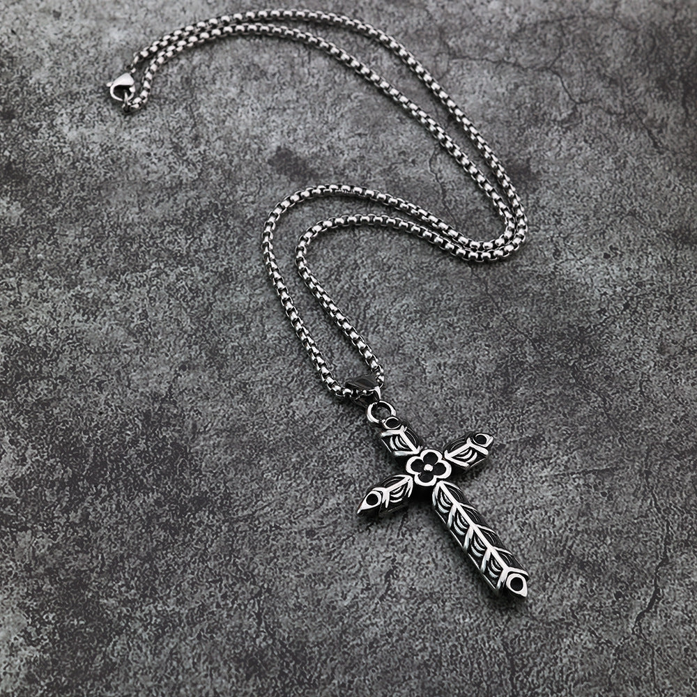 Cross Religious Stainless Steel Men's Pendant Necklace