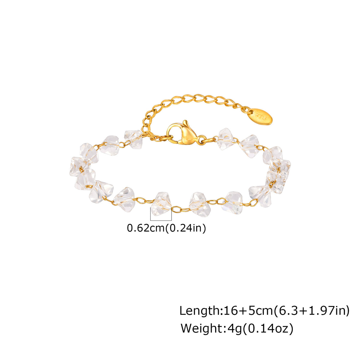 Stainless Steel Irregular Geometric Layered Transparent Bead Necklace Bracelet Anklet