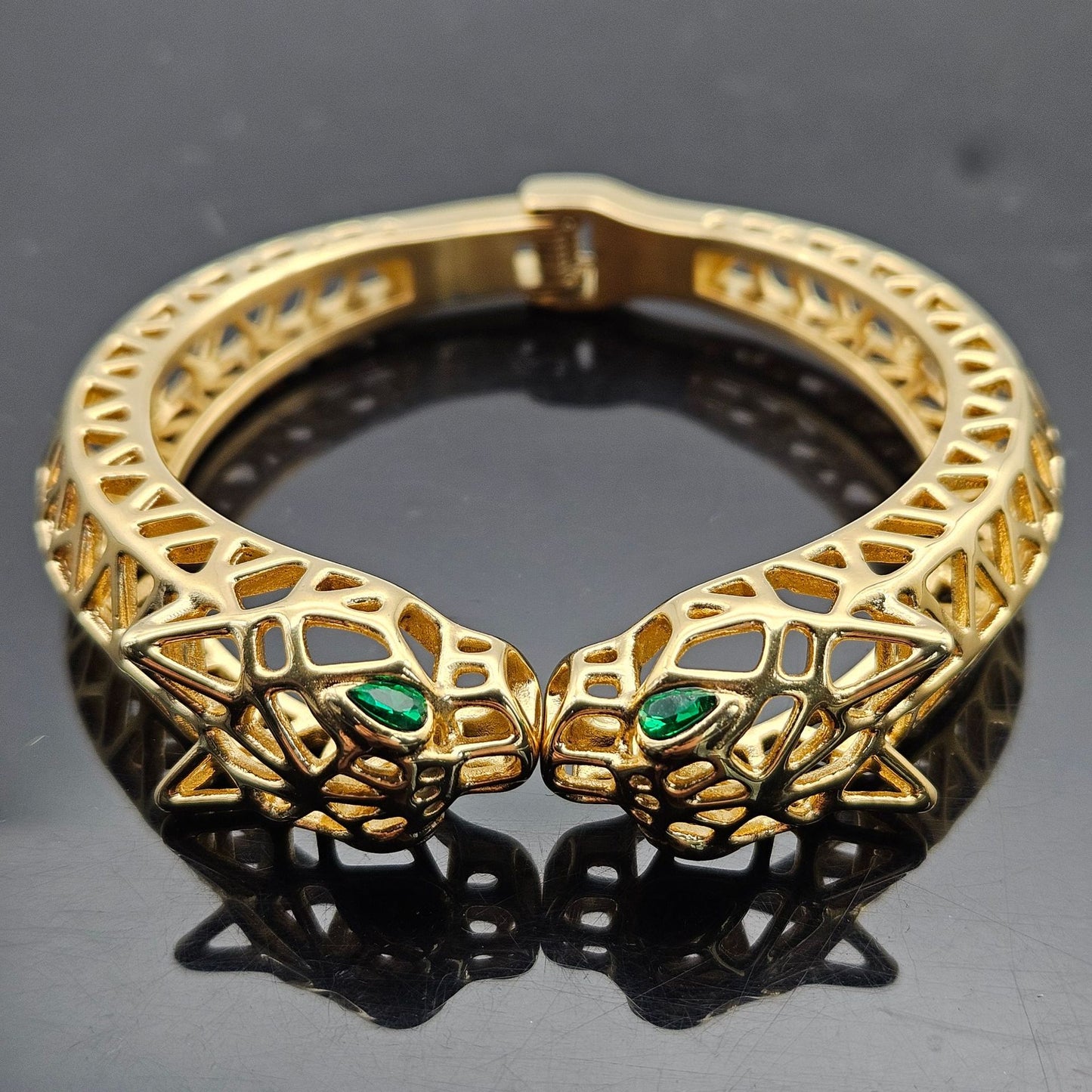 Planderful Leopard Eye Bracelet Unisex Retro Hollow Double Headed Design Bold Statement