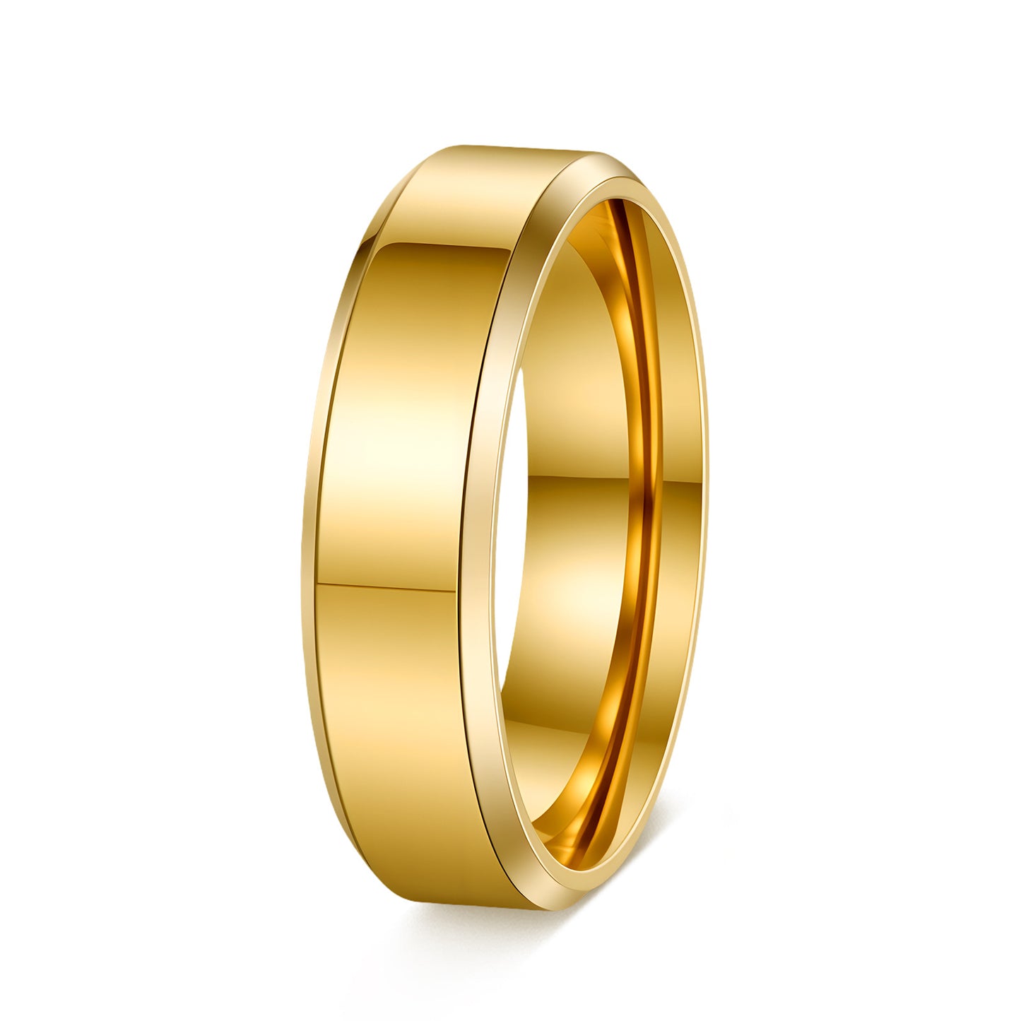 Planderful Everyday Genie Titanium Steel Ring Unisex 4mm 6mm 8mm Glossy Double Beveled Finish