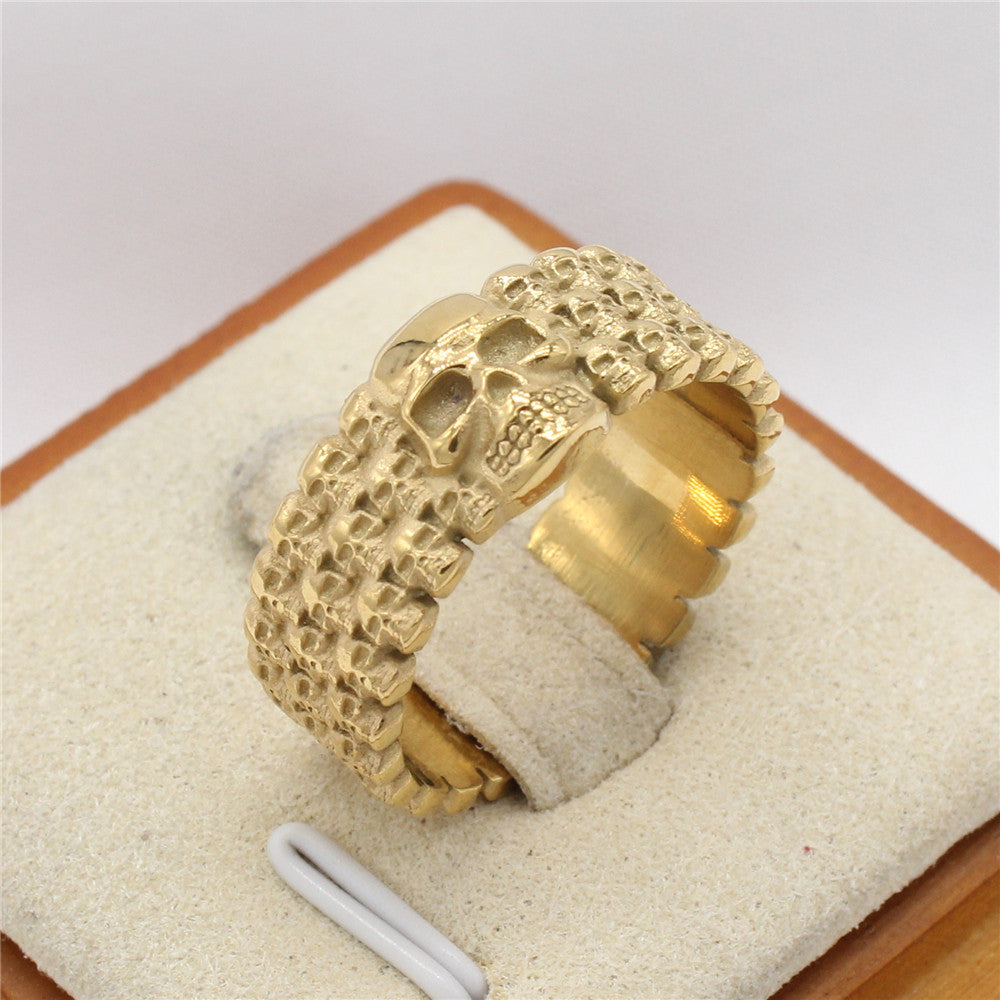 Planderful Skull Ring Titanium Steel For Men Unisex Retro Style Protection Statement Jewelry Sizes 7 8 9 10 11 12