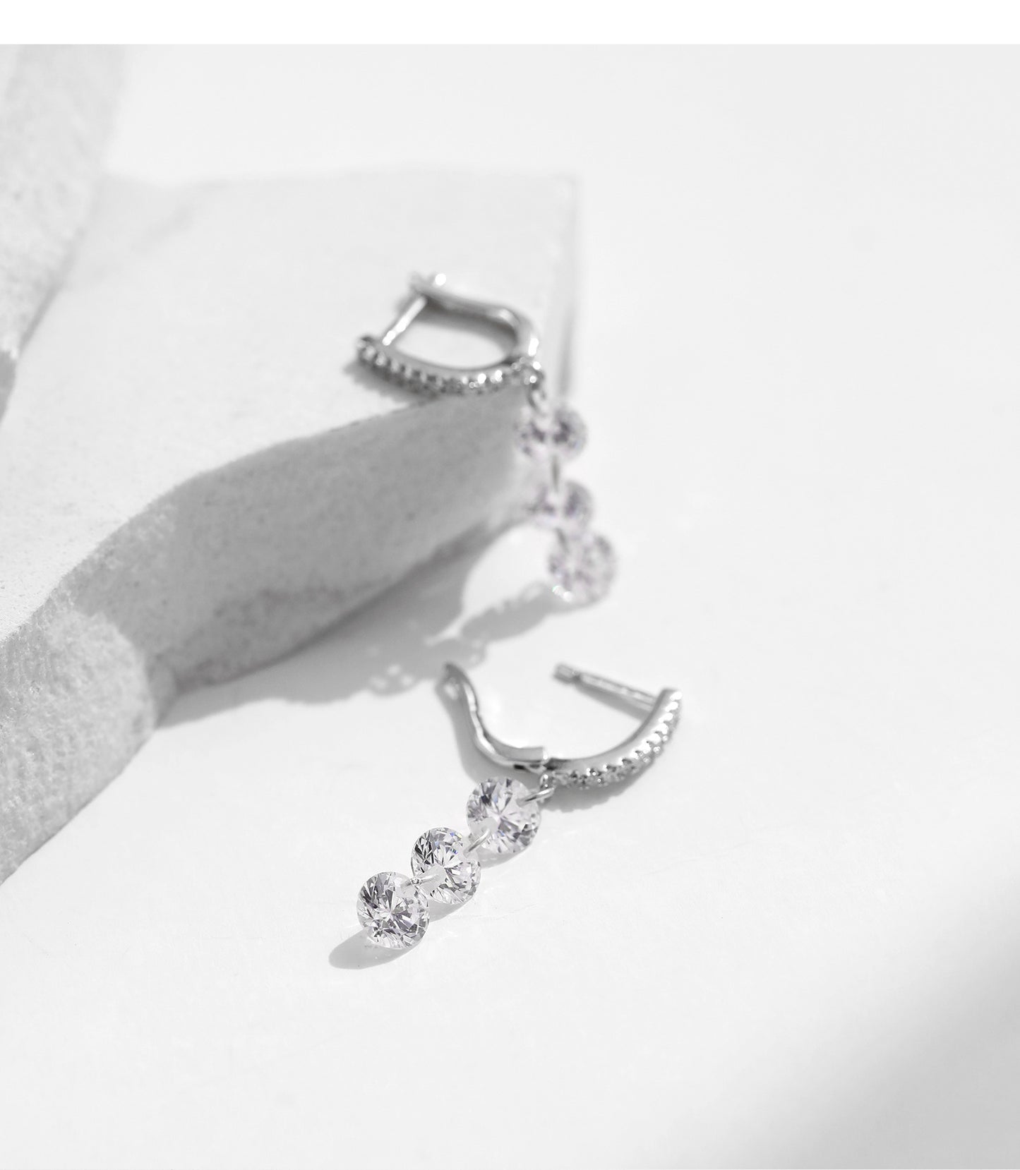 Luxury Sterling Silver Tassel Pendant Earrings with Zircon