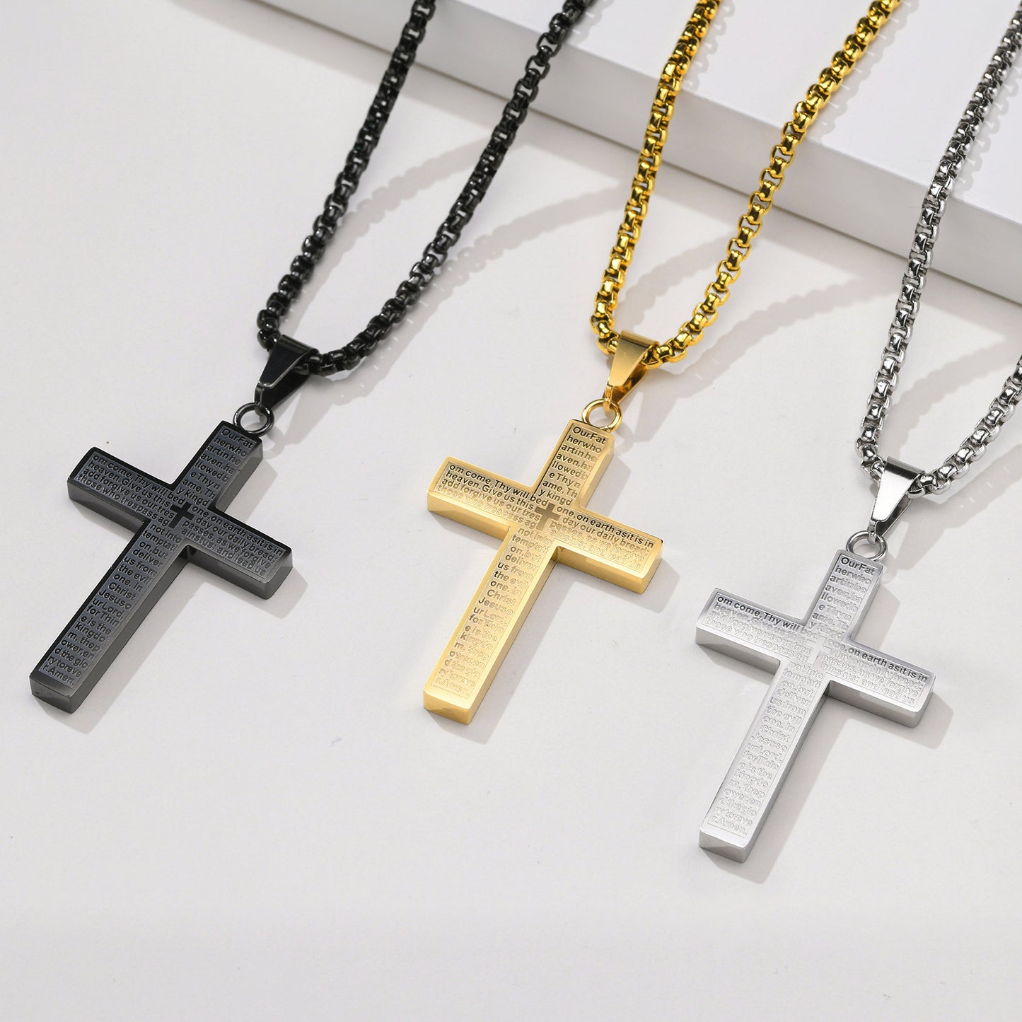 Cross-Border Men's European And American Stainless Steel Cross Necklace Pendant Jewelry For Men