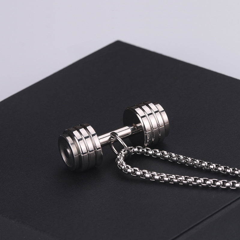 Planderful Barbell Necklace For Men Stainless Steel Gym Inspired Pendant Gift For Him