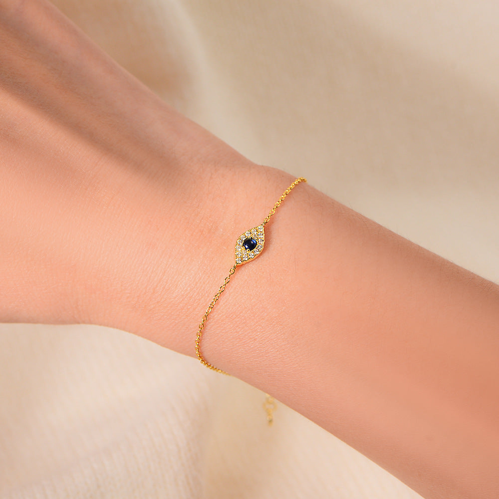 S925 Sterling Silver Devil's Eye Micro-Inlaid Zircon Bracelet Retro Design Zircon