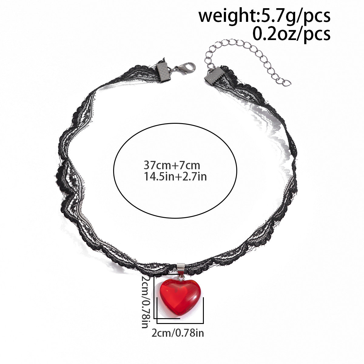 Red Heart Cross Lace Choker