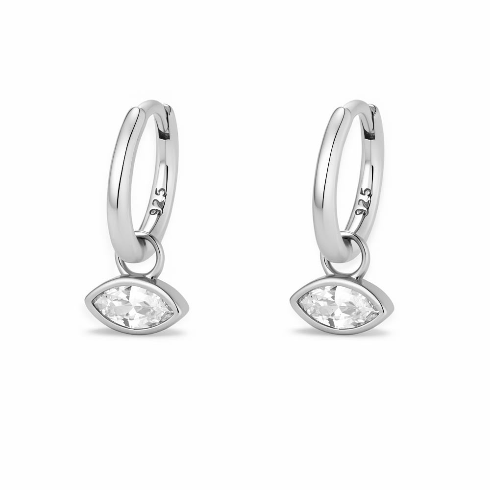 S925 Sterling Silver Earrings, High-Quality Earrings, Geometric Horse Eye Zircon Earrings, High-End