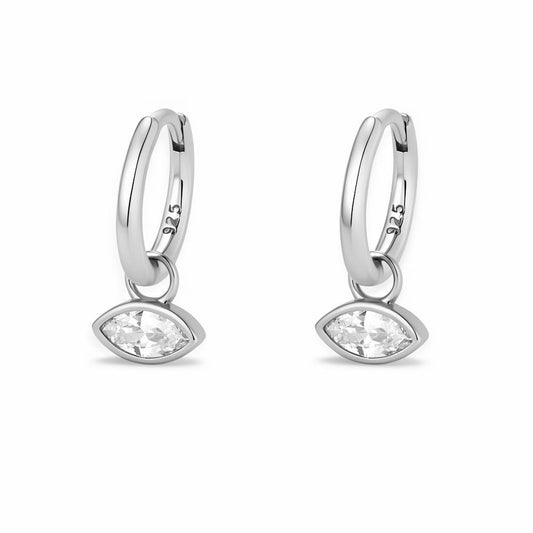 S925 Sterling Silver Earrings, High-Quality Earrings, Geometric Horse Eye Zircon Earrings, High-End