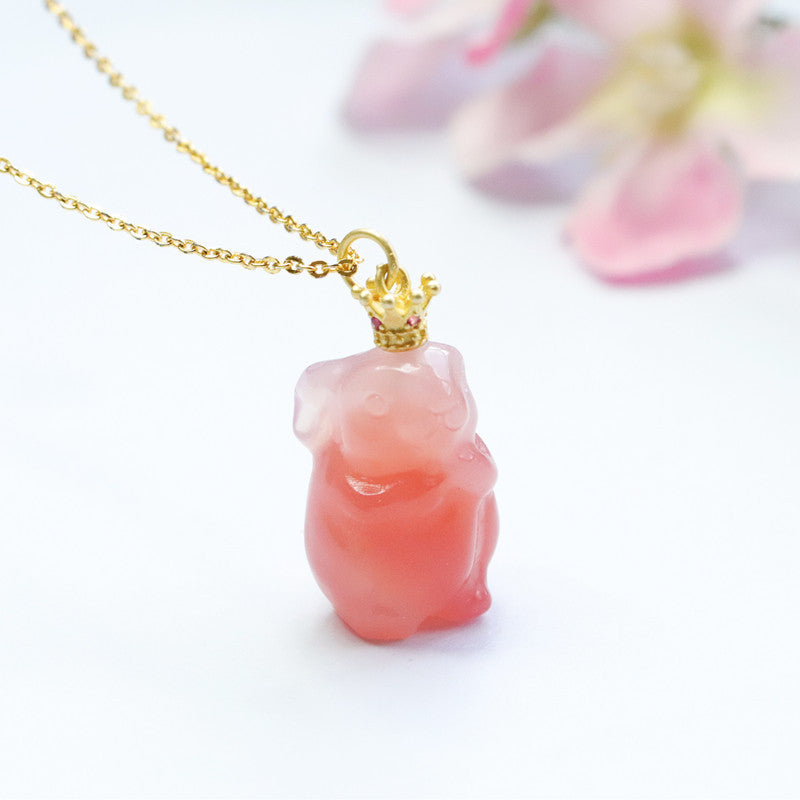Yanyuan Agate Rabbit Silver Pendant — No Chain