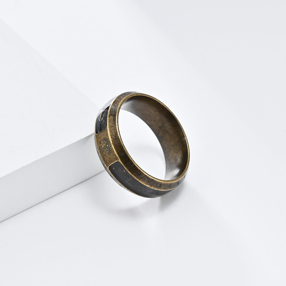 Cross-Border Retro Nordic Viking Stainless Steel Ring for Men