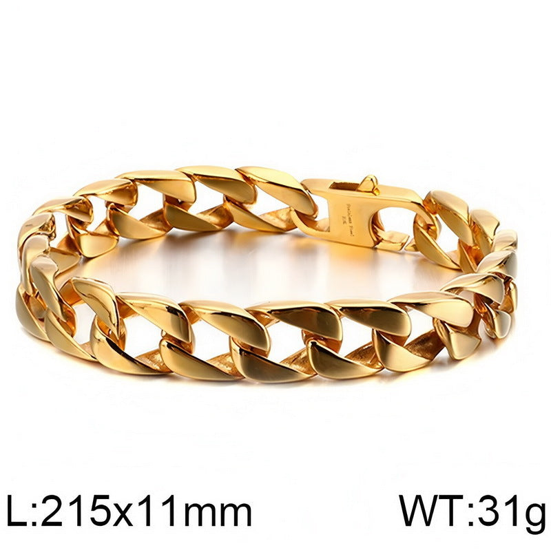 Bare Body 11mm Cuban Bracelet Casting Chain Stainless Steel Men's