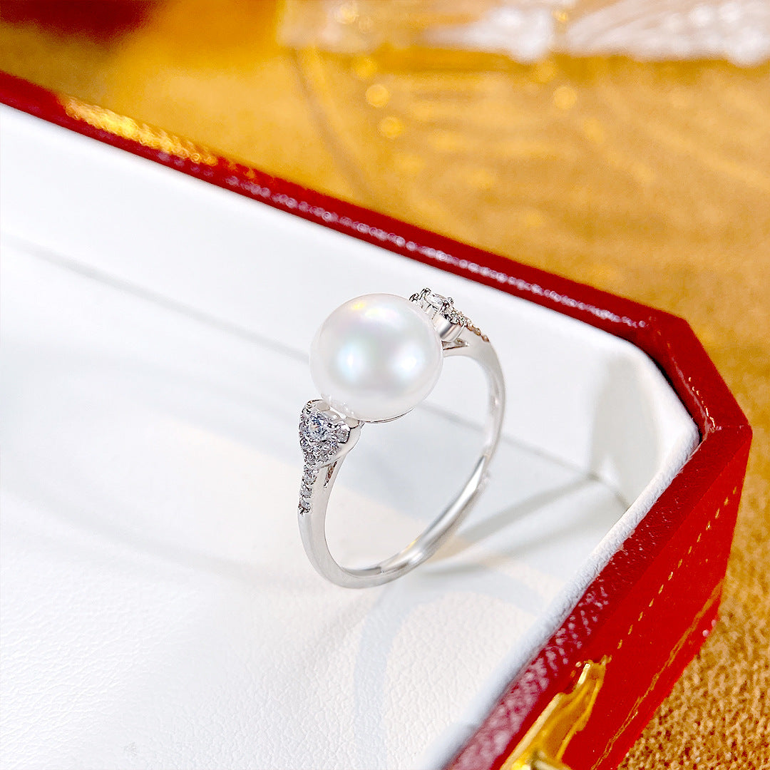 S925 Sterling Silver Freshwater Pearl Ring — Adjustable