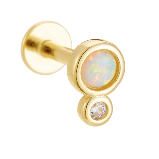 Planderful Opal Stud Earrings Premium Sterling Silver S925 Flat Head Threaded Ear Bone Jewelry For Sensitive Ears