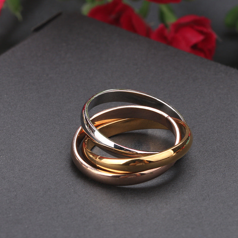Planderful Mobius Ring Three Ring Set for Women Durable Stainless Steel Jewelry Fashion European American Style