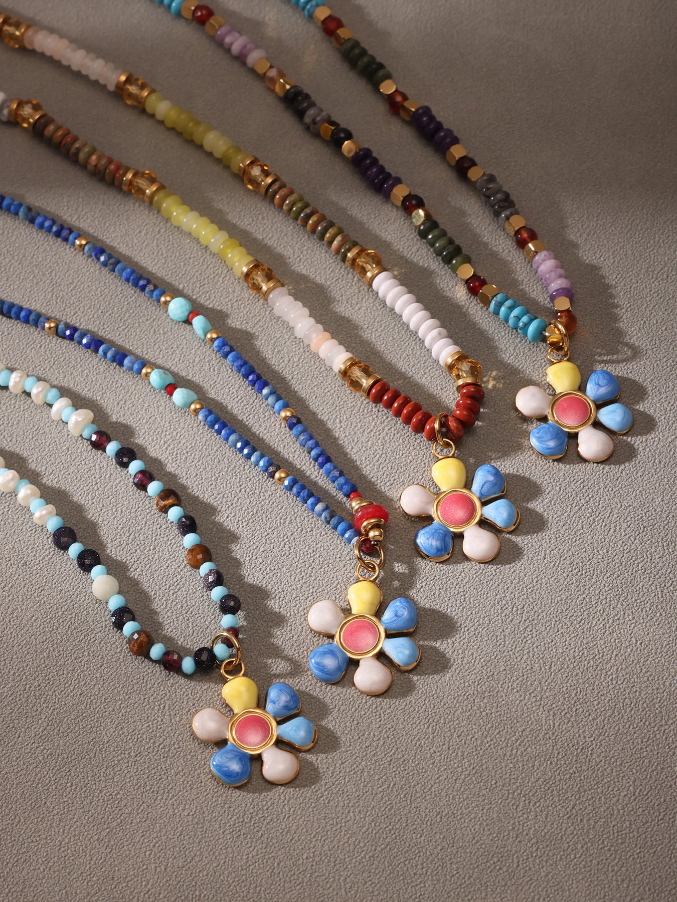 Planderful Flower Agate Necklace Beaded Collarbone Women