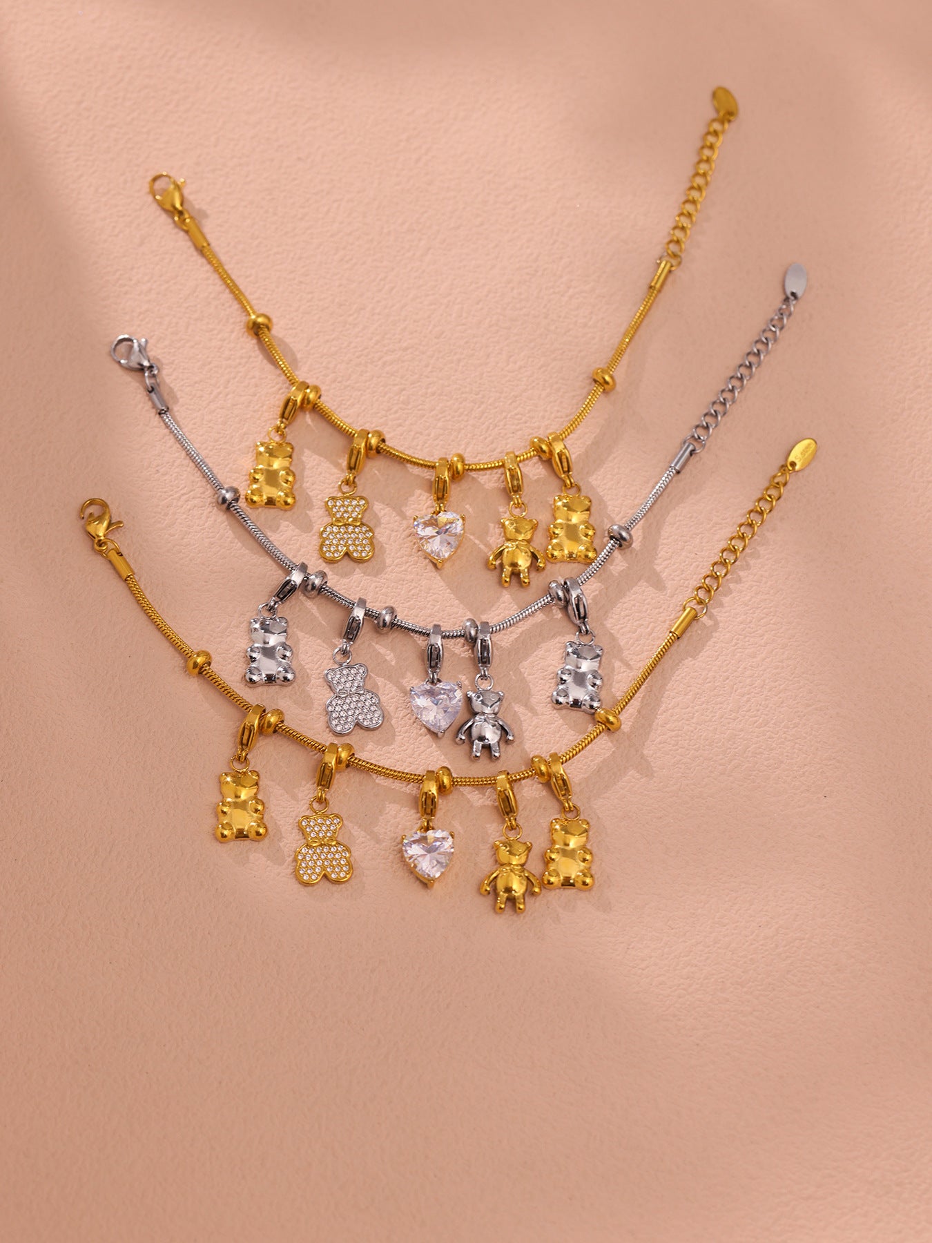 Planderful Women Zircon Bracelet Stainless Steel 18K Gold