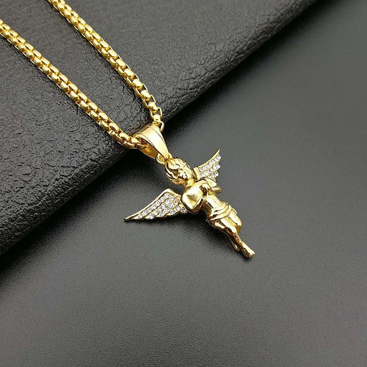 Zircon Necklace – Statement Prayer Angel Pendant