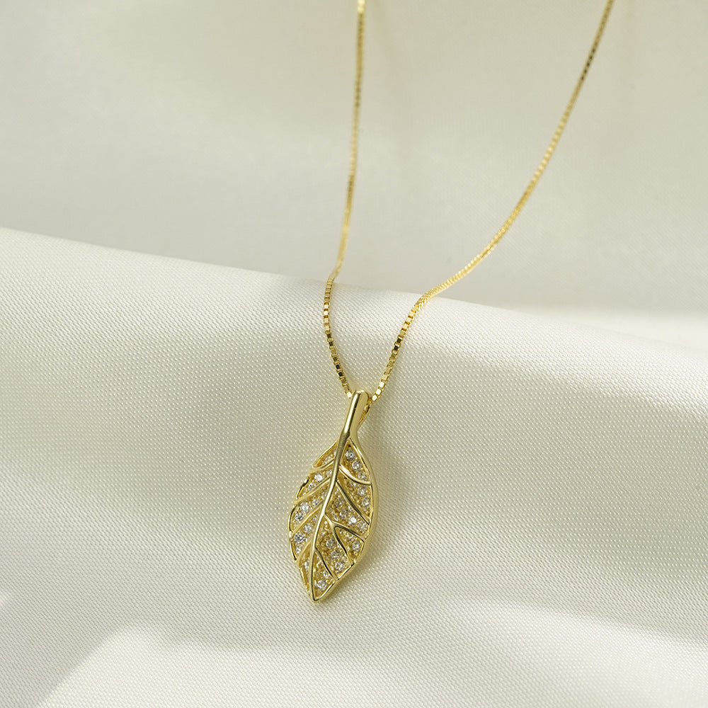 Korean Version S925 Sterling Silver Jade Leaf Necklace Female