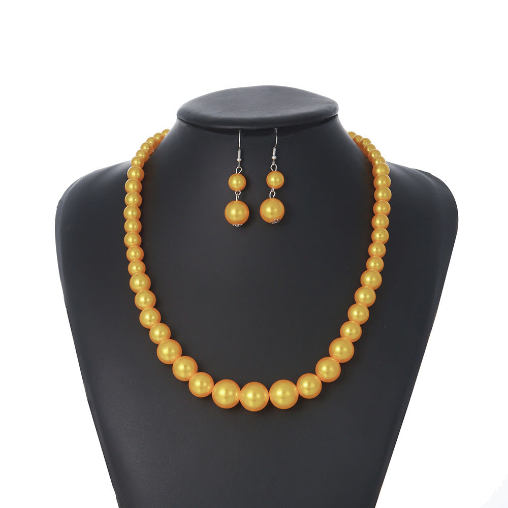 Multi-color Layered Beaded Cross-border Necklace, Exquisite Jewelry in Pearl Imitation