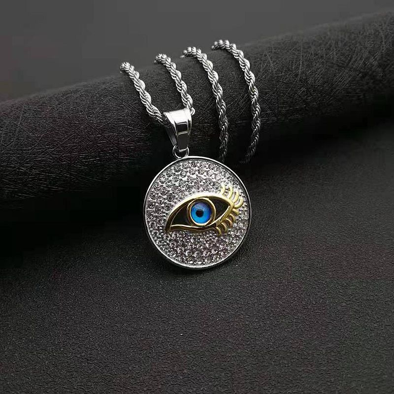 Zircon Necklace – Statement Blue Eye Pendant