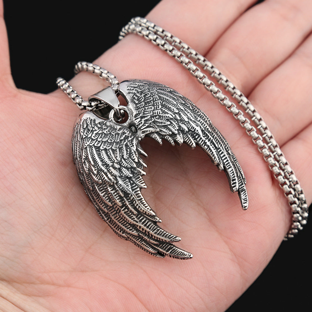 AliExpress Jewelry Wholesale Men's Angel Wings Steel Pendant