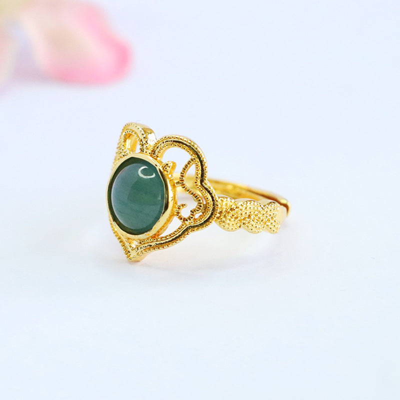 Blue-Water Jadeite Ruyi Ring