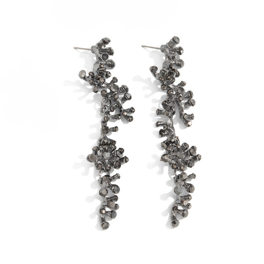 Exaggerated Coral Branch Zircon Earrings Planderful For Women Statement Geometric Jewelry