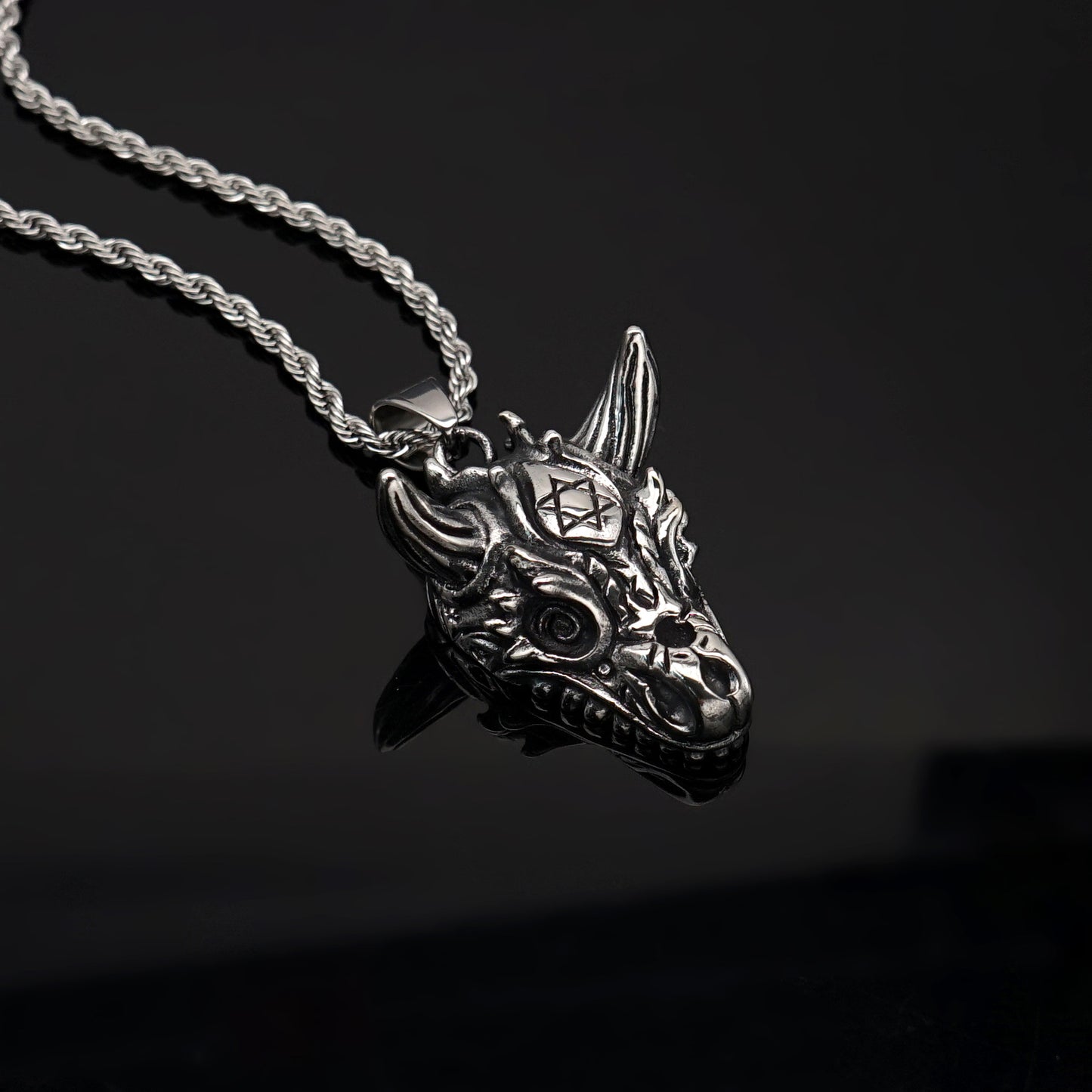Steel Necklace – Vintage Punk Skull Sheephead Pendant For Men Gothic Jewelry Gift Idea