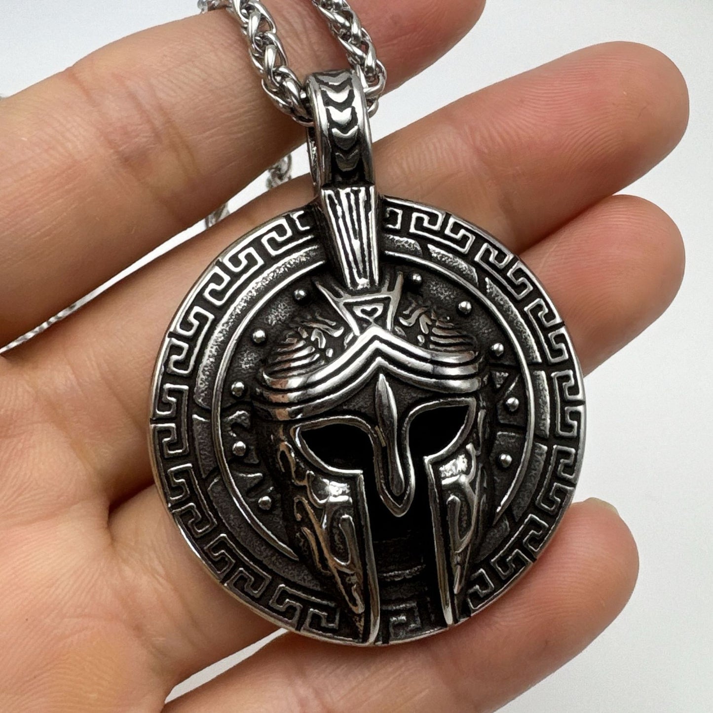 Planderful Pharaoh Knight Mask Necklace Titanium Steel Durable For Men Retro Egyptian Hip Hop Accessory