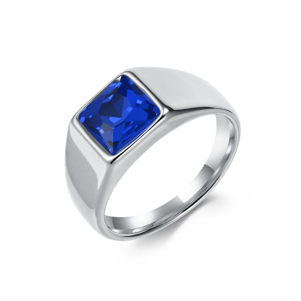 Planderful Stainless Steel Zircon Ring Inlaid Red Zircon Retro Kropunk For Men Unisex