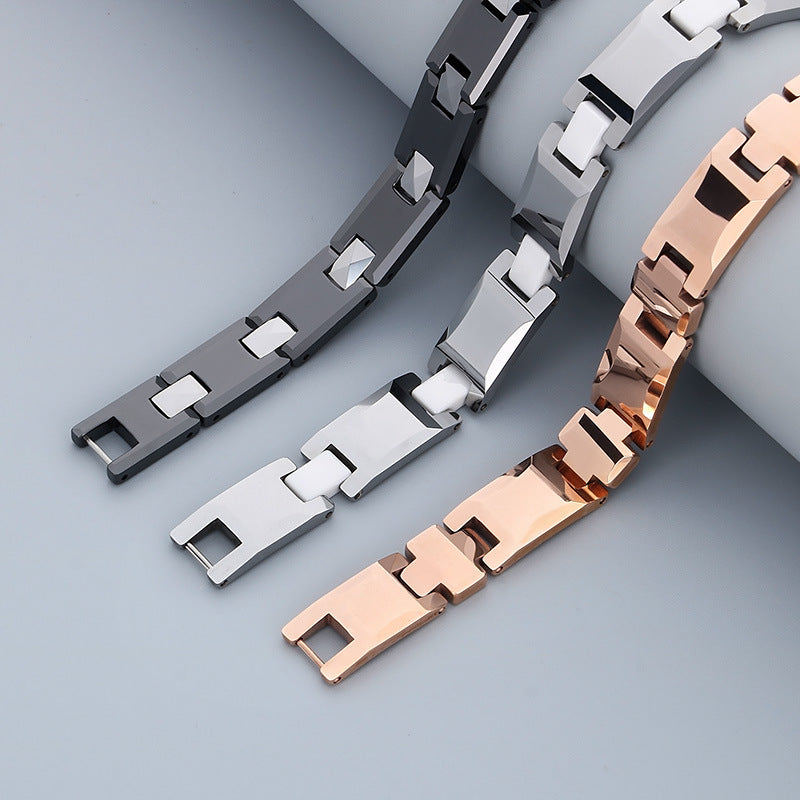 Planderful Tungsten Steel Bracelet For Men Cross Buckle