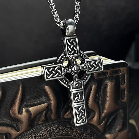 Celtic Cross Stainless Steel Men's Pendant Necklace