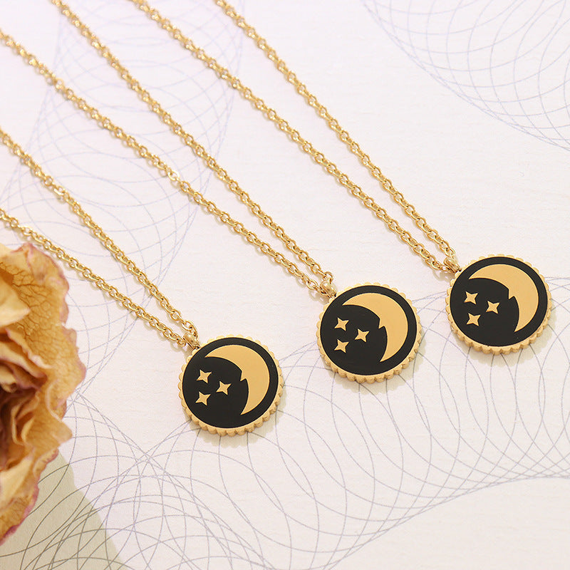 Celestial Charm Necklace - Trendy Star Moon Pendant with Gold Chain