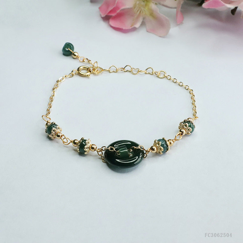 Blue Water Jadeite Peace Ring 15 mm Bracelet