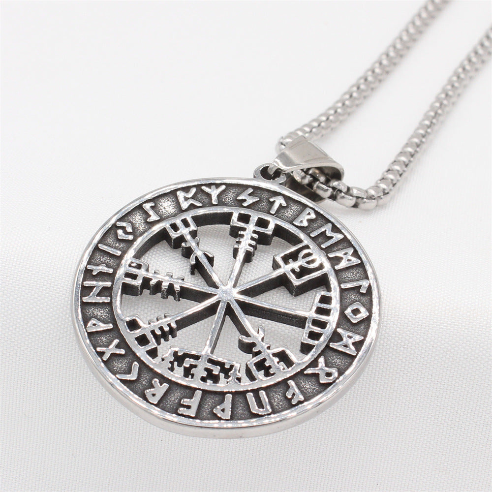 Nordic Viking Runavin Odin Compass Pendant for Men - Hot Sale!