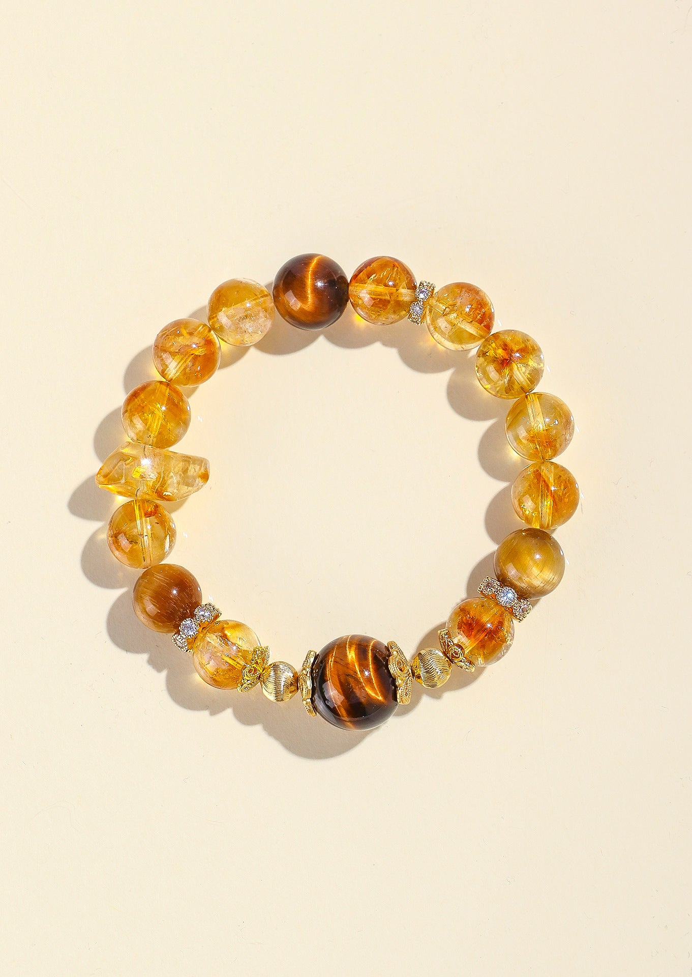 Planderful Fortune's Favor Bracelet – Natural Tiger's Eye and Citrine Gemstones