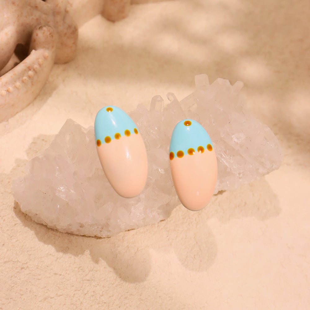 Planderful Dopamine Stud Earrings Oil Painting For Teens