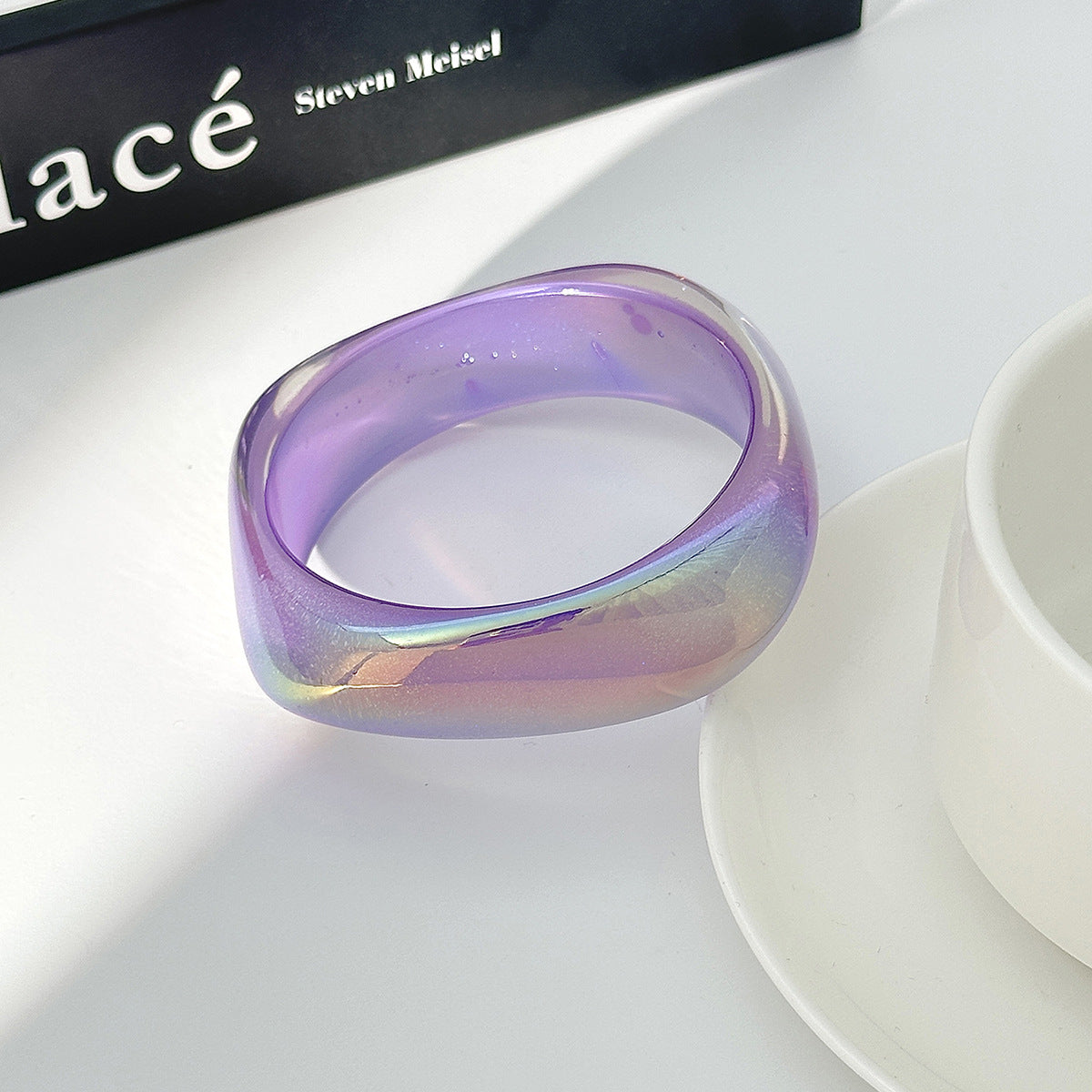 Planderful Geometric Resin Bracelet For Women Multilateral Pearlescent Finish Vienna Verve Collection Jewelry