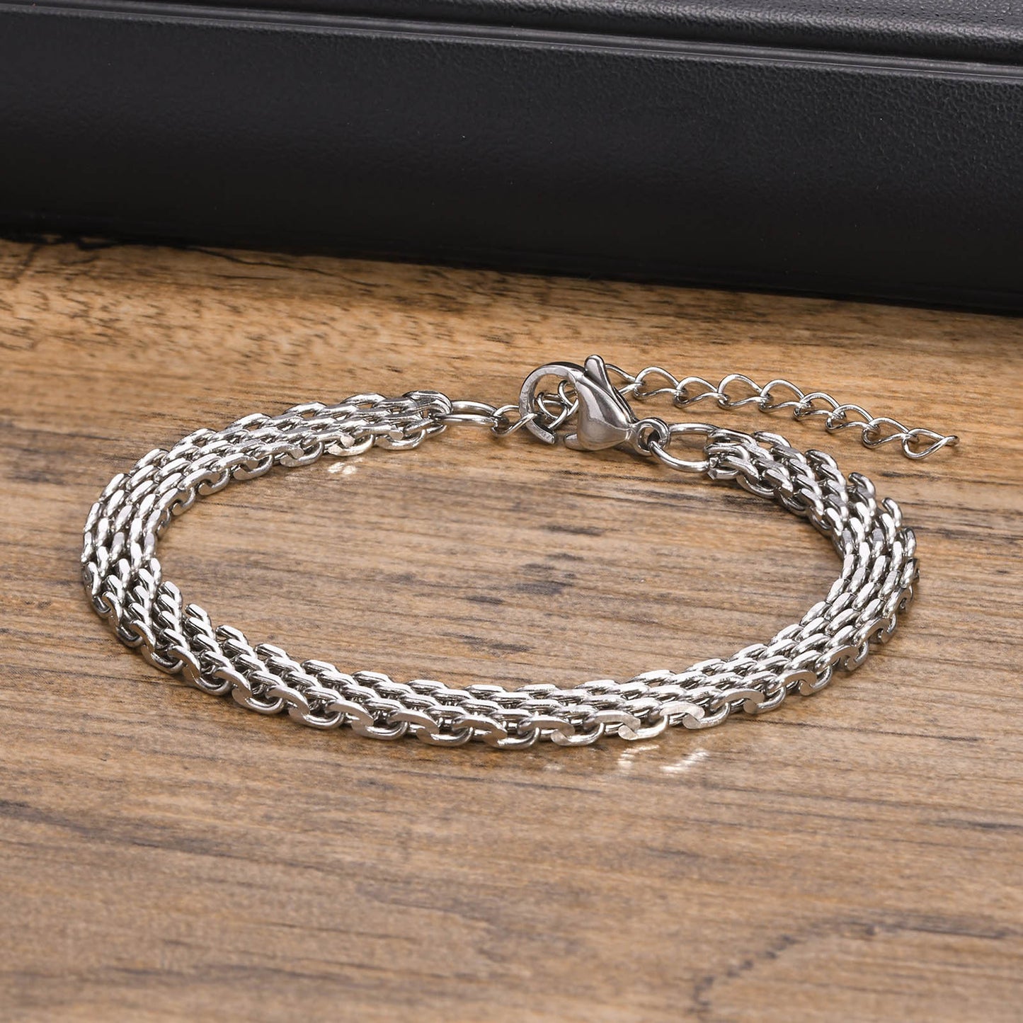 Men's Fashion Bracelet Titanium Steel Wide Bracelet Steel Color