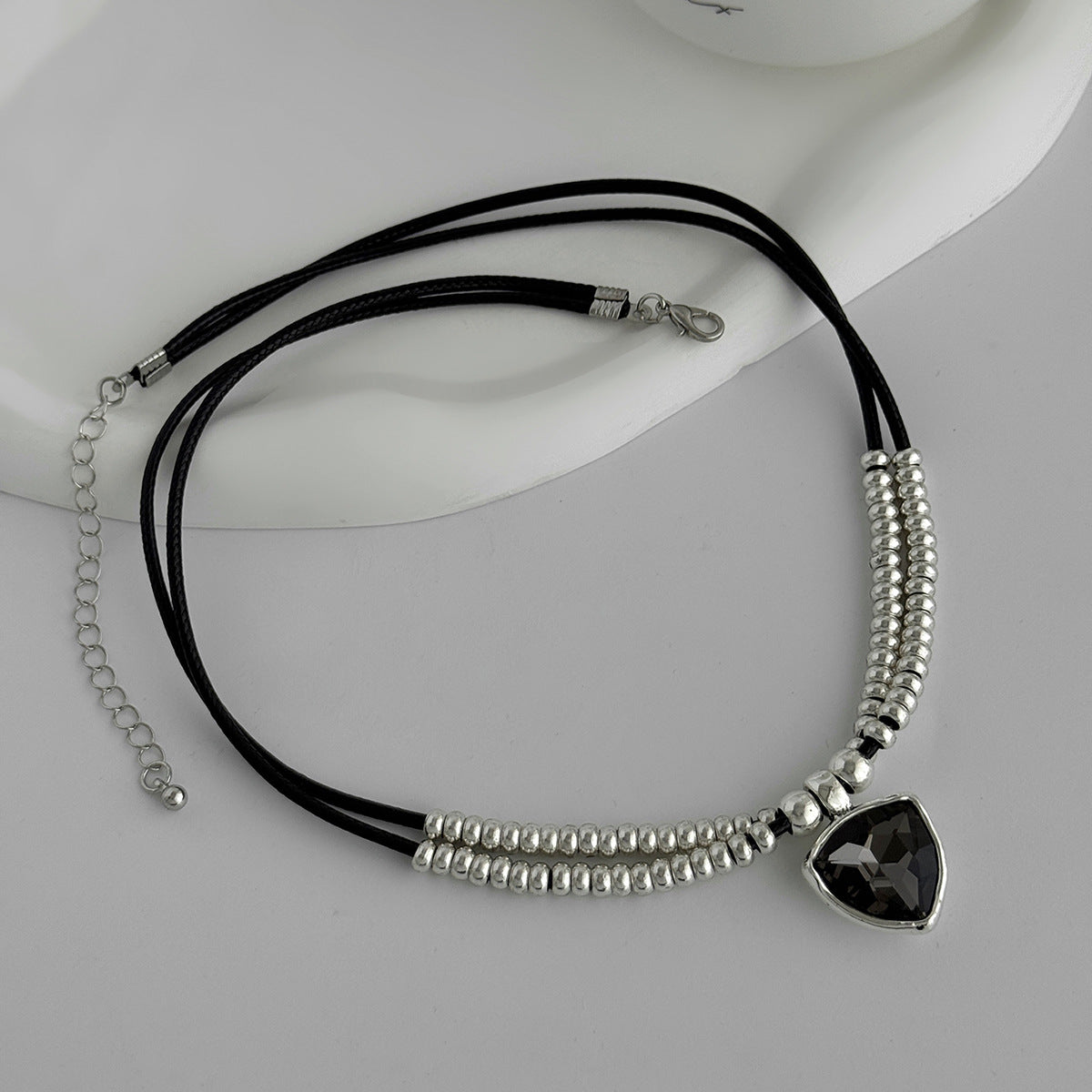 Geometric Gemstone-Style Beaded Necklace