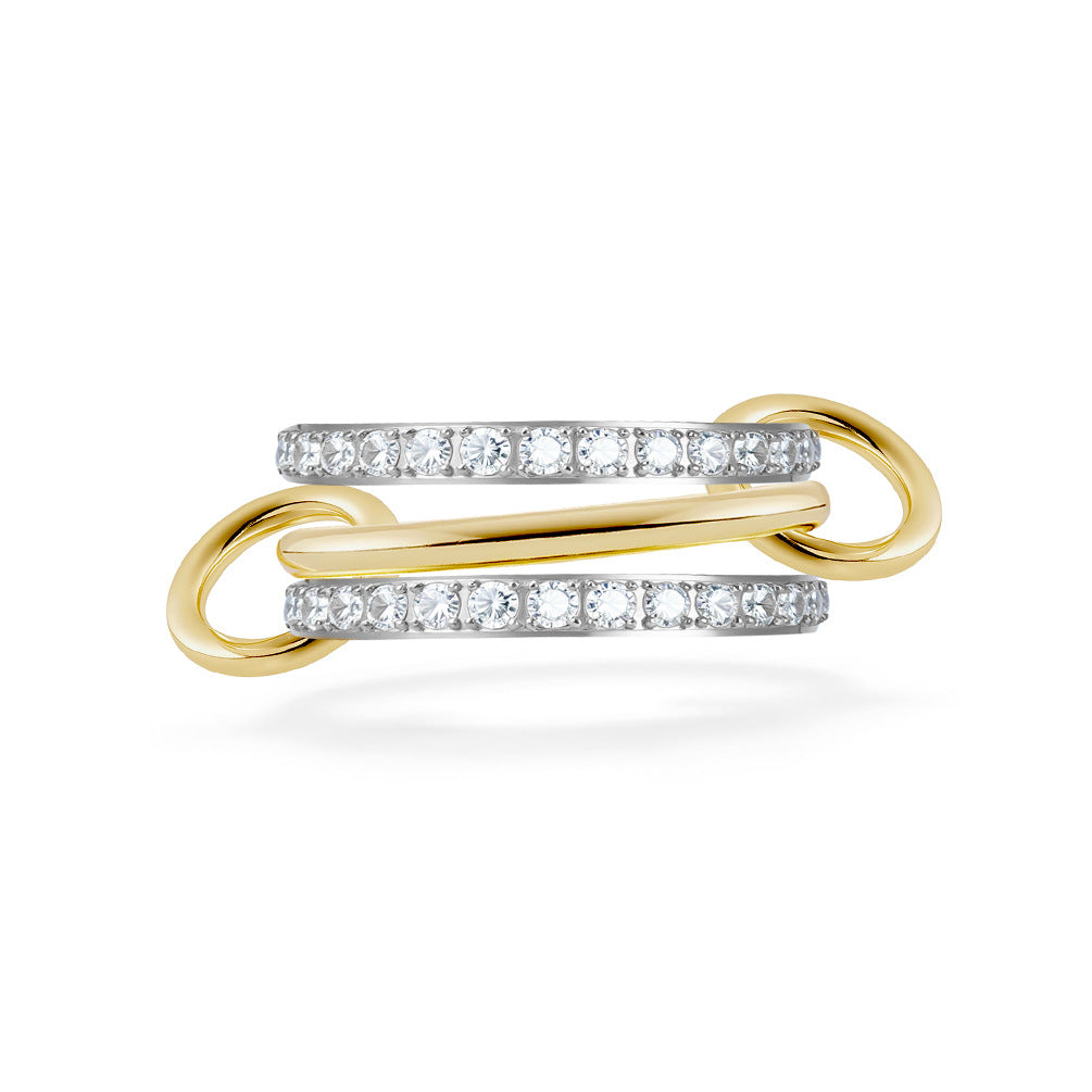 Planderful Everyday Genie Three Ring Stacking Ring Titanium Steel Plated 18K Gold Zircon Unisex Light Luxury