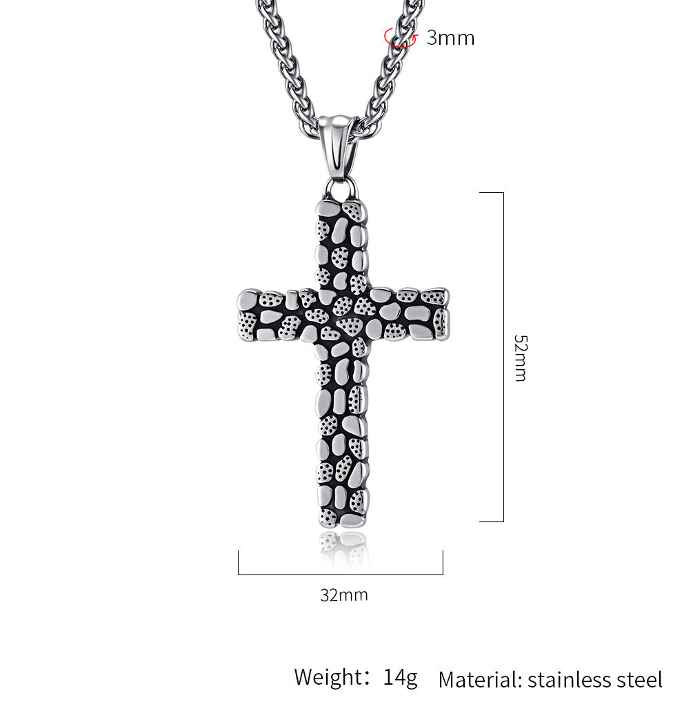 Planderful Titanium Steel Cross Necklace For Streetwear Fans Retro Punk Style Pendant