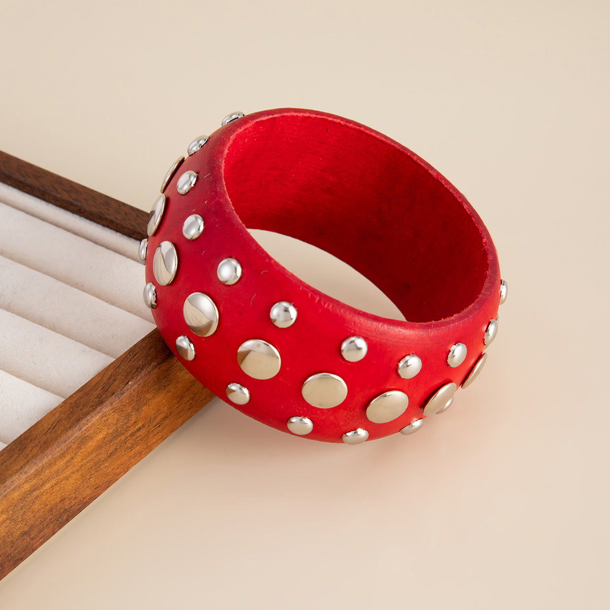 Cold And Exaggerated National Style Wooden Wide Bracelet Star Geometric Rivet Bracelet