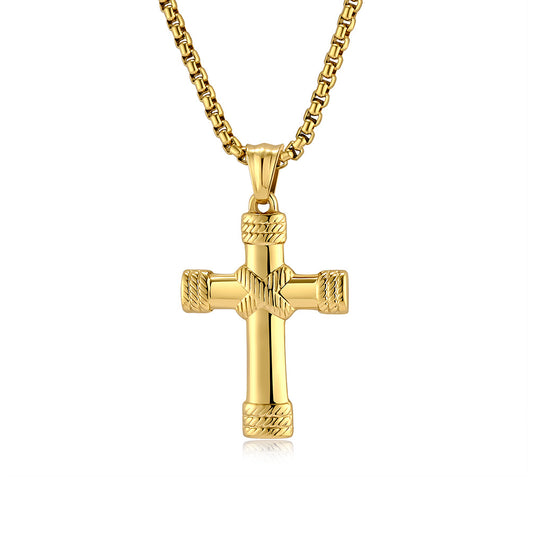 Planderful Rope Knot Cross Necklace Titanium Steel For Men Personalized Trend Jewelry