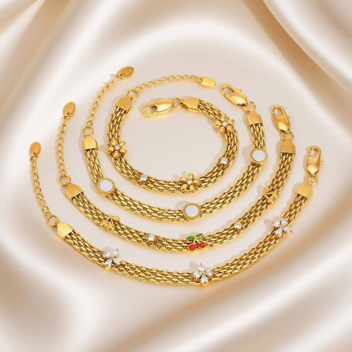 Flower Shell Zircon Stainless Steel Bracelet