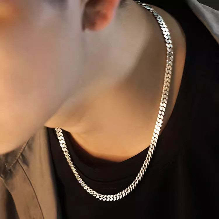 Planderful Jewelry Mens Titanium Steel Cuban Chain Necklace Premium Hip Hop Style Gift