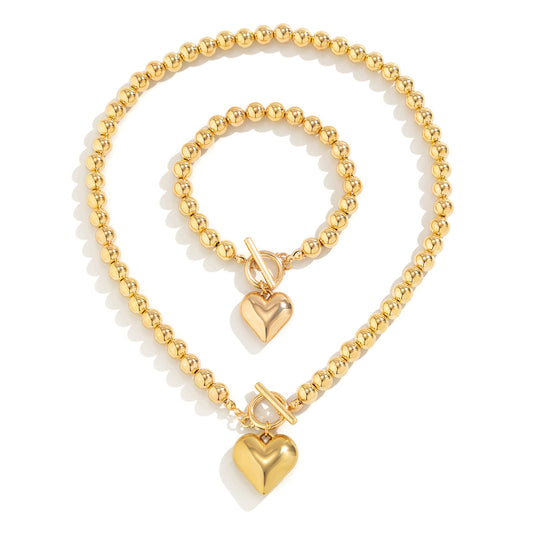 Stylish Geometric Bead Necklace for Women with Faux Pearl Detail