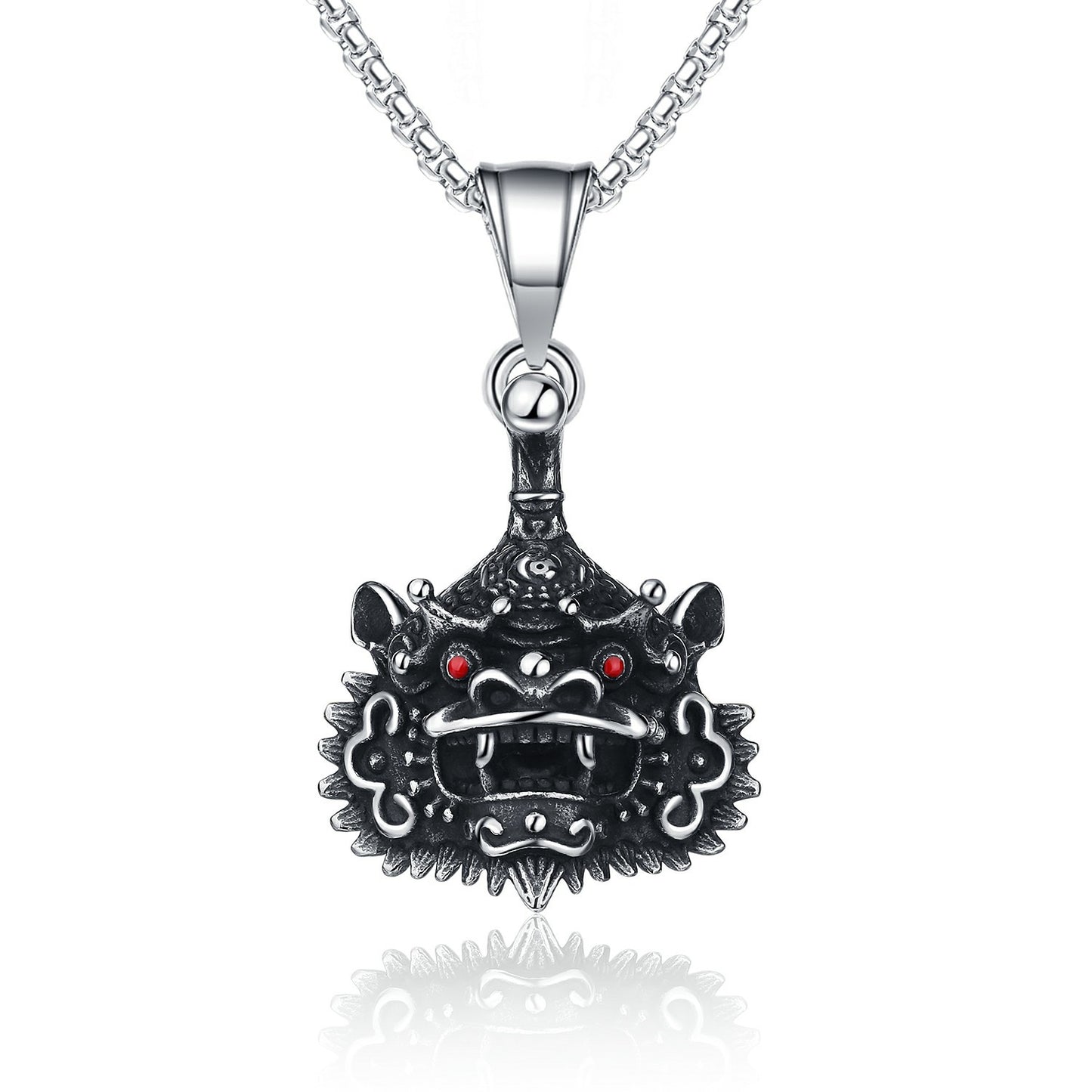Steel Necklace - Elegant Ethnic Style With Unicorn Tiger Lion Motifs Traditional Culture Planderful