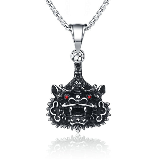 Steel Necklace - Elegant Ethnic Style With Unicorn Tiger Lion Motifs Traditional Culture Planderful